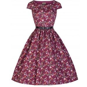 Lindy Bop Tara Plum Floral Dress